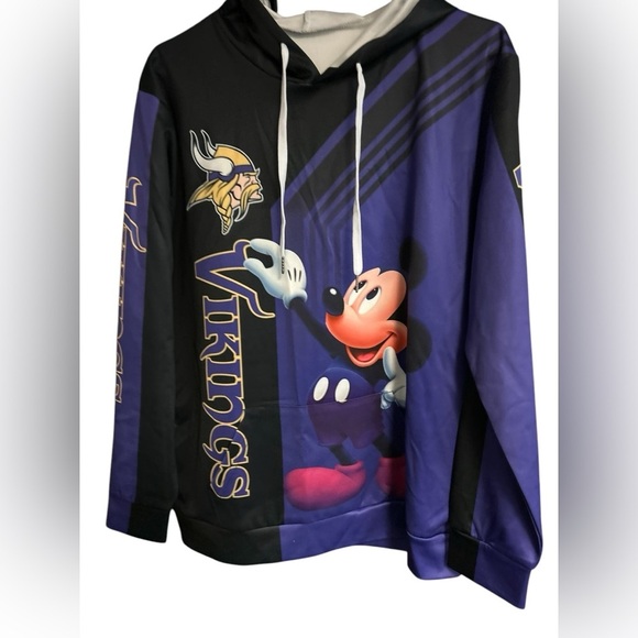 Minnesota Vikings Mickey Mouse 3D Hoodie‎ NFL Sweatshirt Unisex L - Picture 10 of 14